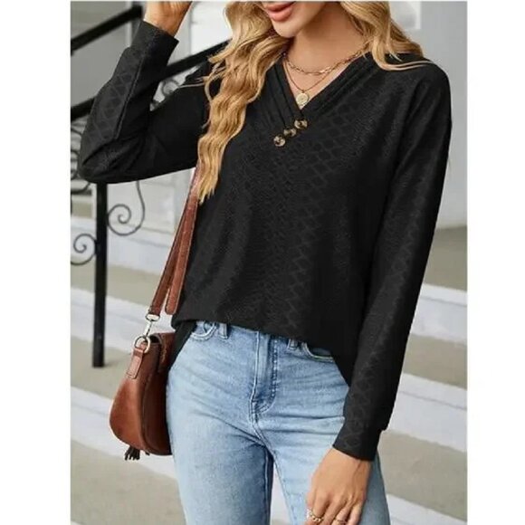 YATHON Women's Tops Dressy Casual Fall Long Sleeve Fashion Ladies Loose Fit - Picture 5 of 5